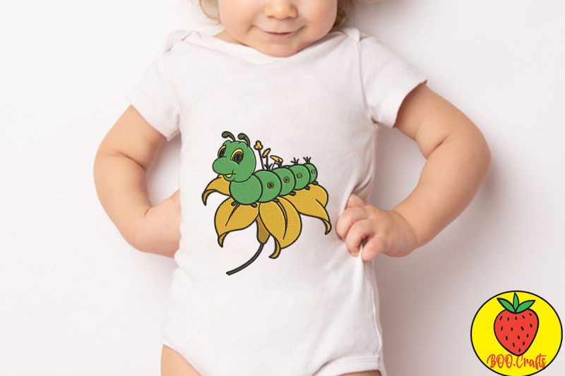 green-cute-worm-embroidery