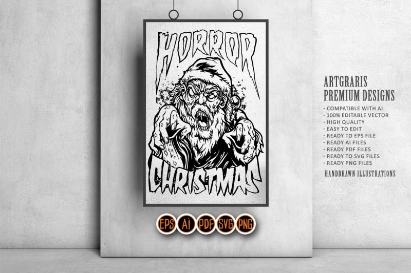 santa-claus-christmas-zombie-horror-silhouette-svg