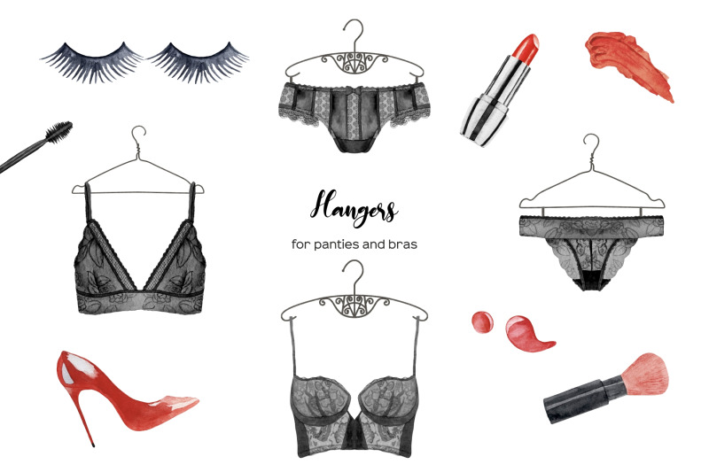 watercolor-lingerie-clipart-black-and-red-bachelorette-set