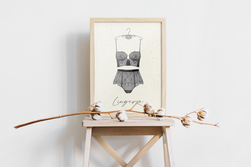 watercolor-lingerie-clipart-black-and-red-bachelorette-set