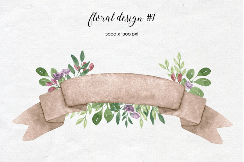 watercolor-ribbons-with-flowers-floral-banner-clipart