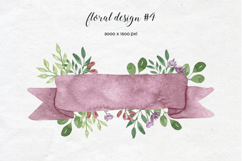 watercolor-ribbons-with-flowers-floral-banner-clipart