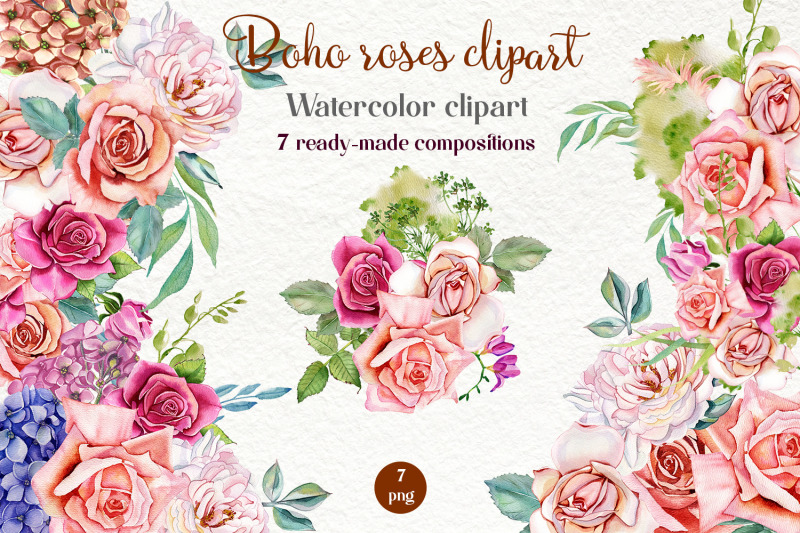 watercolor-boho-roses-clipart-sublimation-png