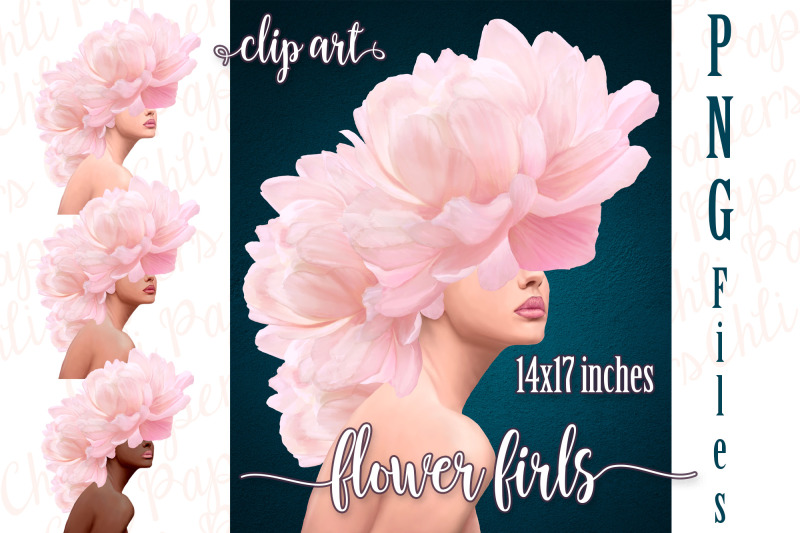 woman-head-flowers-wall-art-girls-clipart-cute-girl-clipart