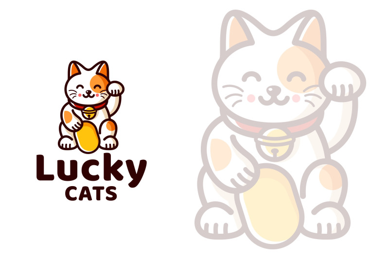 lucky-cats-cute-kids-logo-template