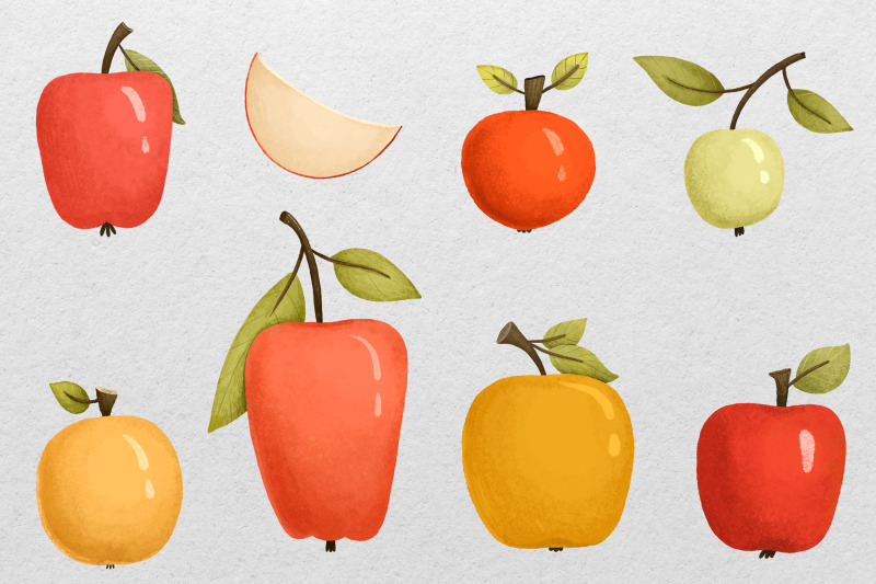 apple-illustration-set-vegan-food