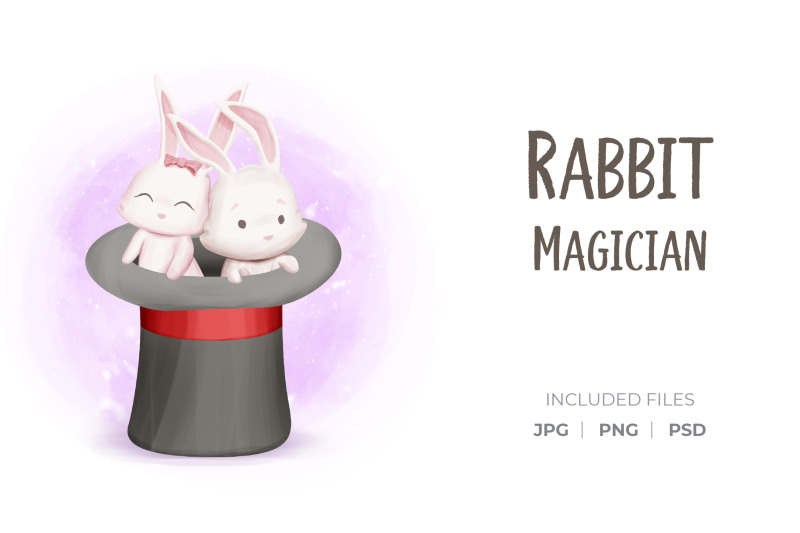 rabbit-couple-inside-magician-hat-doing-magic-tricks