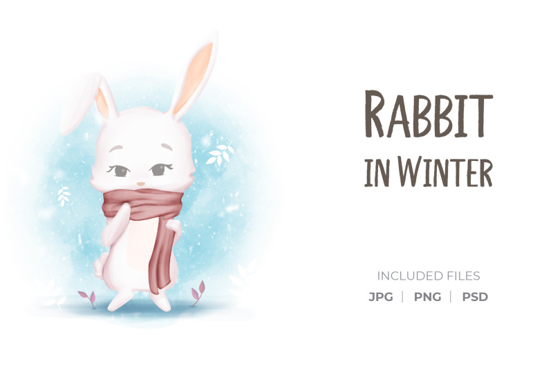 rabbit-in-winter-season-wearing-red-syal