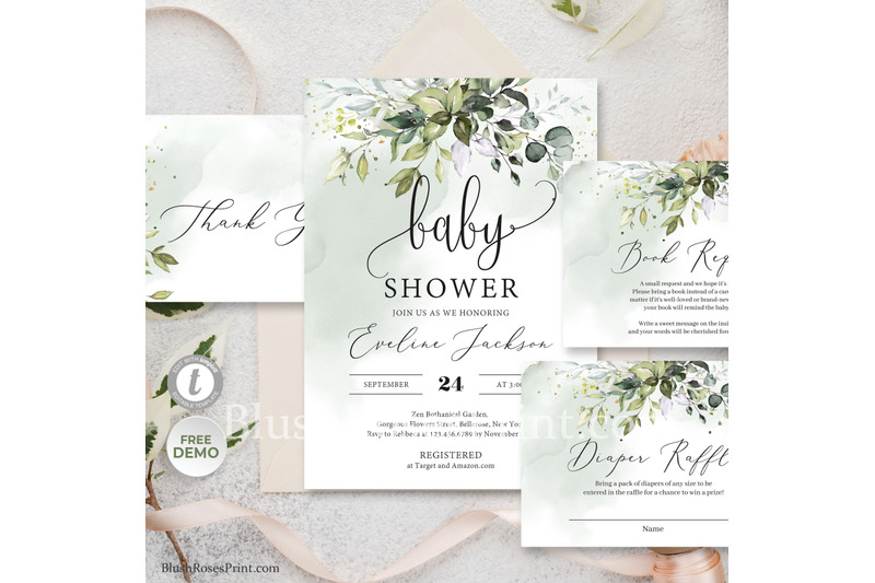 greenery-eucalyptus-foliage-and-faux-gold-baby-shower-psd