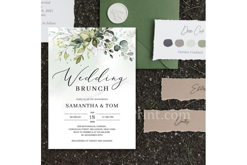 greenery-eucalyptus-foliage-and-faux-gold-wedding-brunch-z-invitation