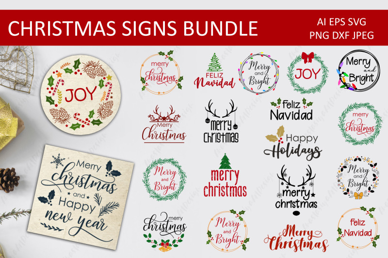 christmas-round-sign-bundle-merry-christmas-sign-svg