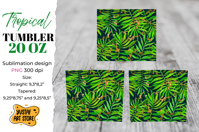 gold-tropical-tumbler-sublimation-template-summer-tumbler-2