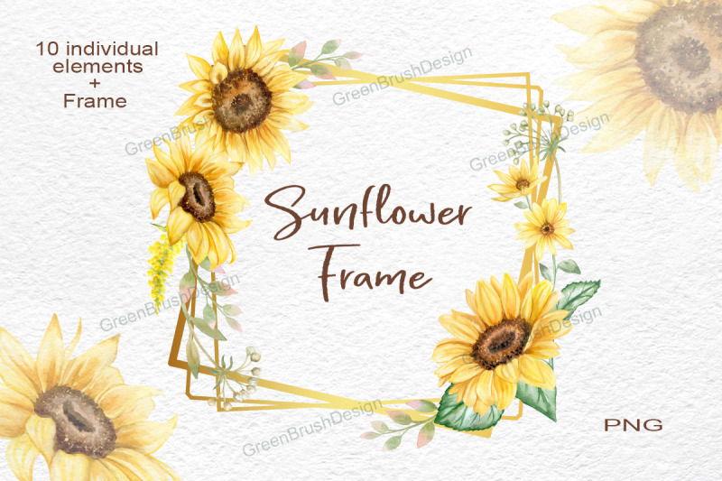 sunflower-wreath-frame-watercolor