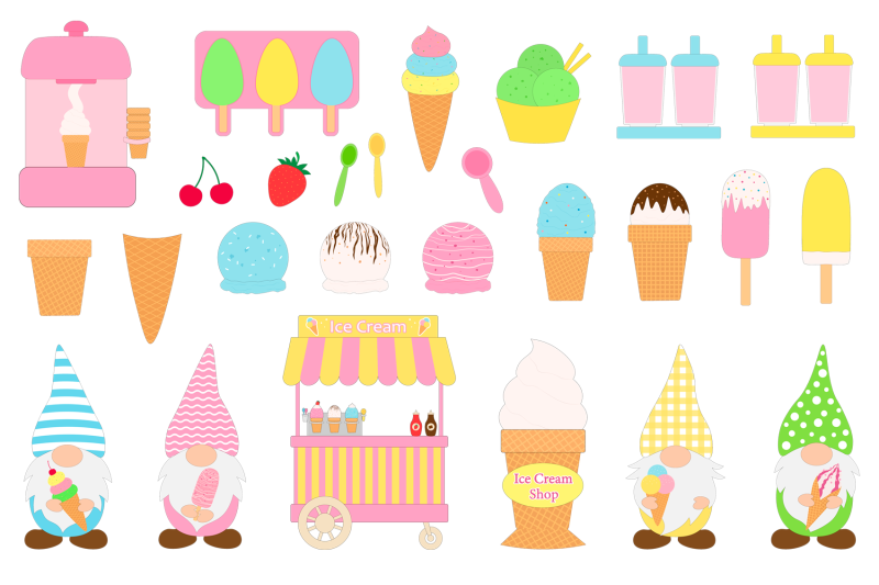 gnomes-ice-cream-clipart-gnomes-ice-cream-shop-sublimation