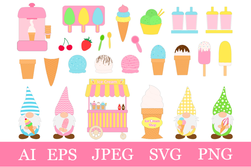 gnomes-ice-cream-clipart-gnomes-ice-cream-shop-sublimation