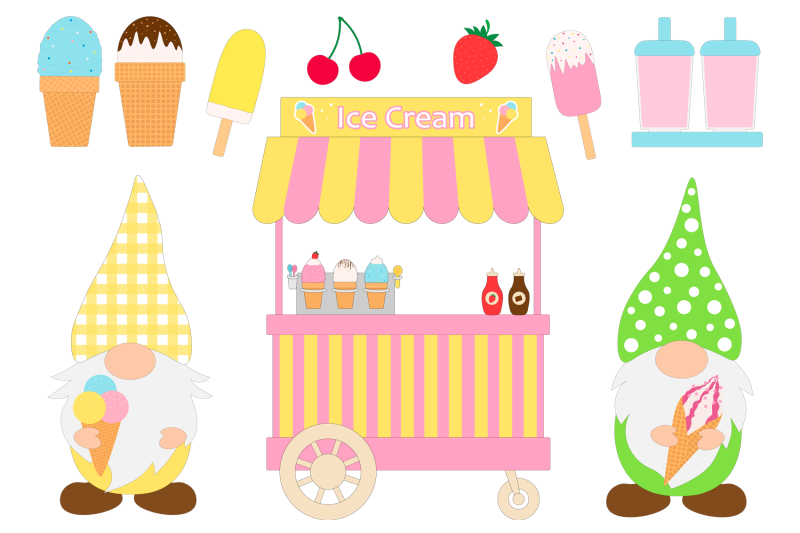 gnomes-ice-cream-clipart-gnomes-ice-cream-shop-sublimation