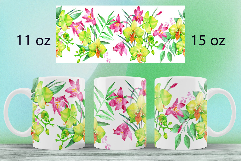 tropic-flower-mug-wrap-design-summer-mug-sublimation-png