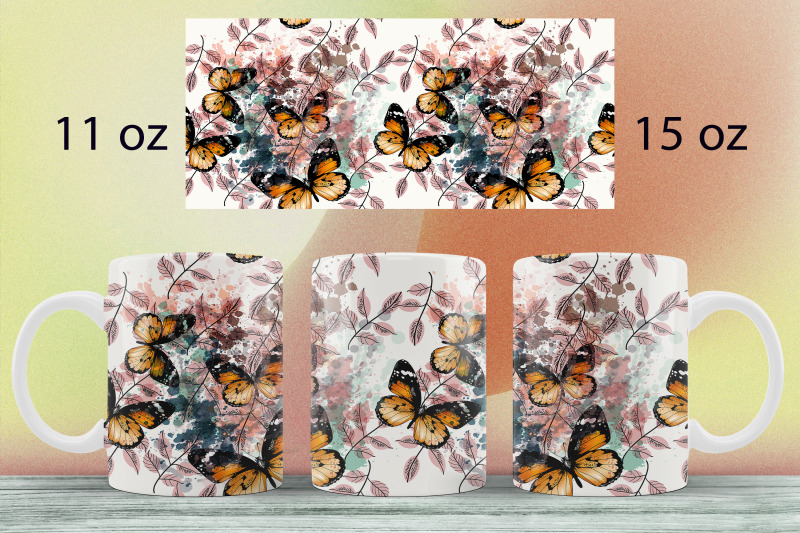 boho-butterflies-mug-wrap-design-dark-mug-sublimation-png