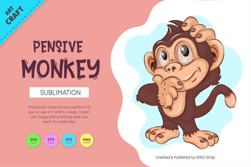 pensive-cartoon-monkey-crafting-sublimation