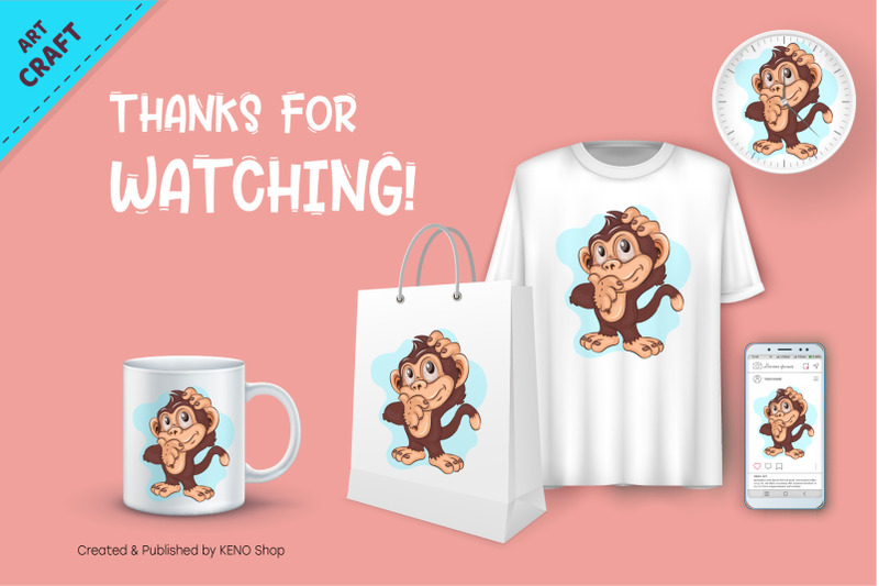 pensive-cartoon-monkey-crafting-sublimation