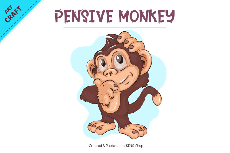 pensive-cartoon-monkey-crafting-sublimation