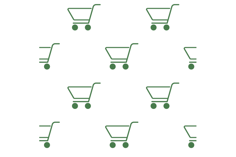 shopping-cart-icons-seamless-pattern-line-green-minimalist-background