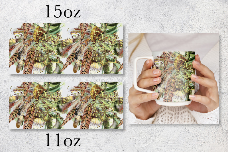 boho-feathers-mug-wrap-design-fashion-mug-sublimation-png