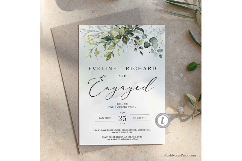 greenery-eucalyptus-foliage-and-faux-engagement-invitation