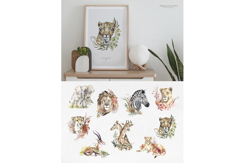 quot-savanna-quot-watercolor-animal-set