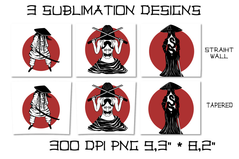samurai-girl-sublimation-design-skinny-tumbler-wrap-design