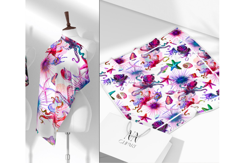 digital-paper-rainbow-color-watercolor-octopus-pattern