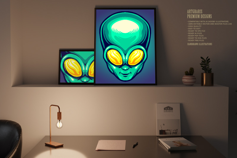 alien-head-cartoon-logo-mascot-illustrations