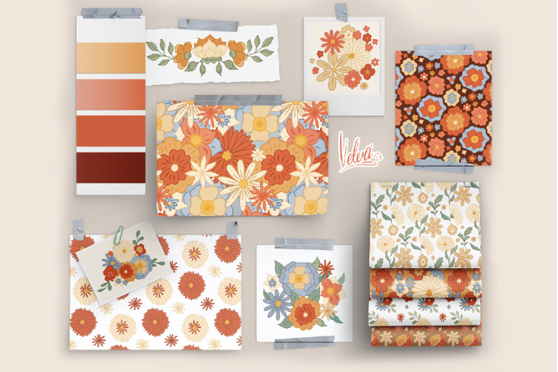 vector-retro-flower-mood-patterns-cards-cliparts-set