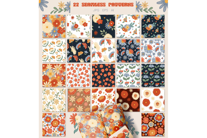 vector-retro-flower-mood-patterns-cards-cliparts-set