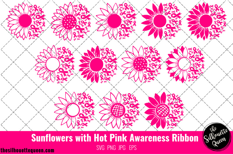 sunflower-breast-cancer-hot-pink-ribbon-svg