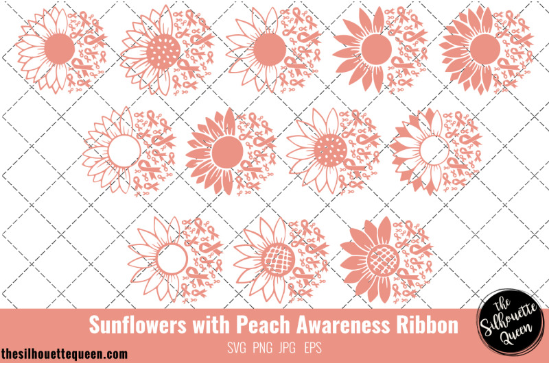 sunflower-uterine-cancer-peach-ribbon-svg-uterine-cancer-awareness-svg