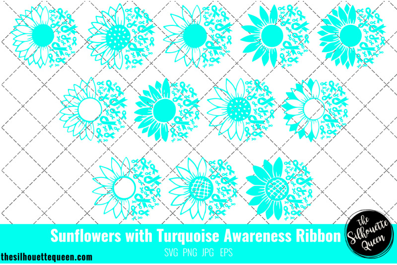 sunflower-addiction-recovery-turquoise-ribbon-svg