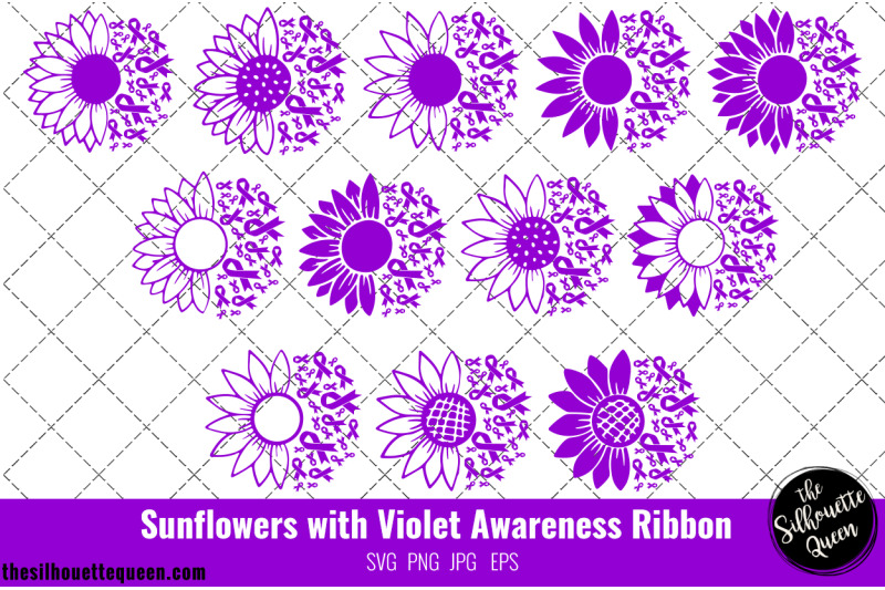 sunflower-hodgkin-lymphoma-violet-ribbon-svg