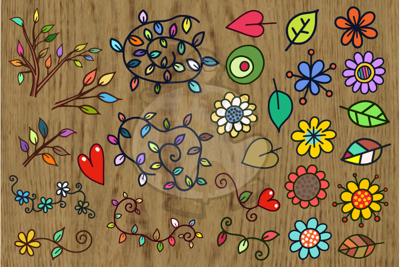 floral-doodles-vector-leaves-and-flowers