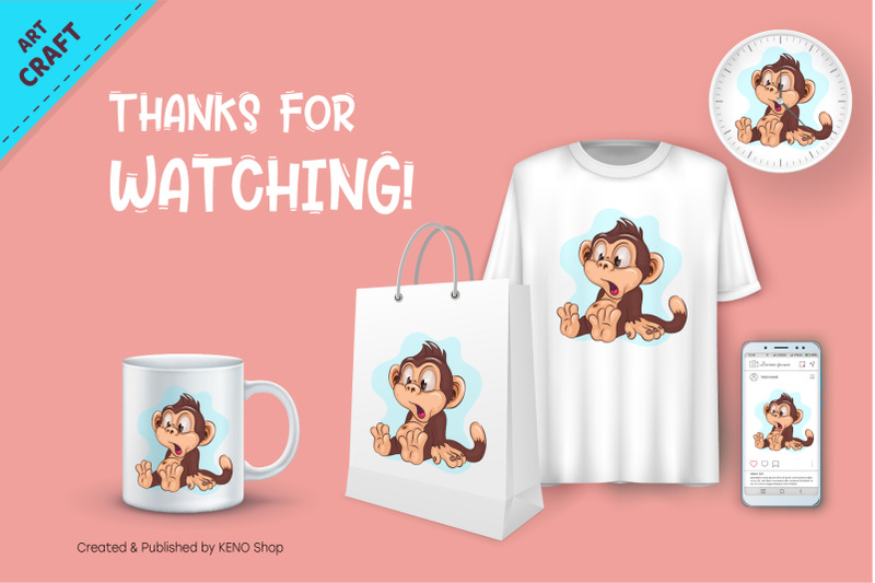 surprised-cartoon-monkey-crafting-sublimation