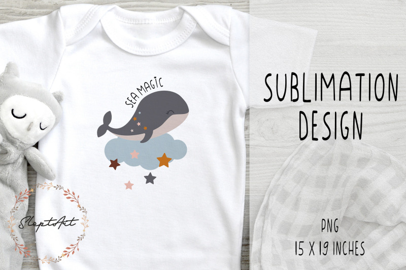 space-whale-sublimation-design-png