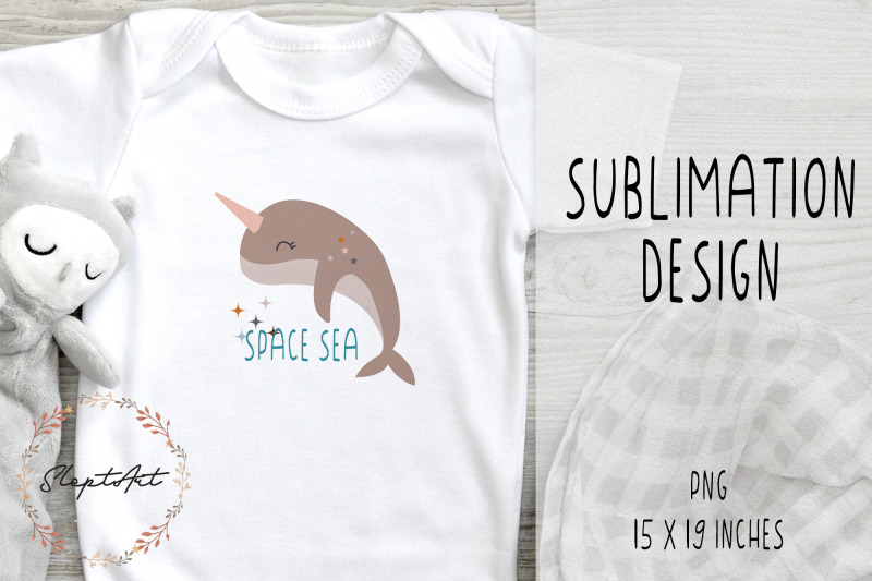 space-narwhal-sublimation-design-png