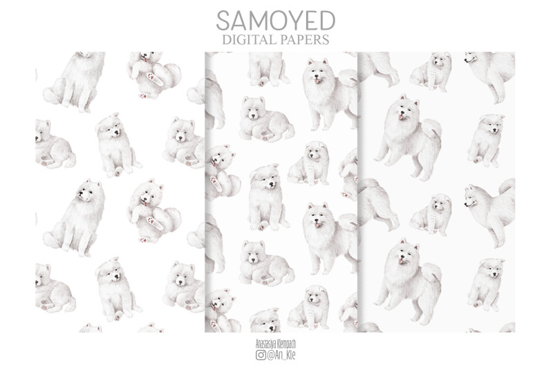 samoyed-dogs-clipart-bundle