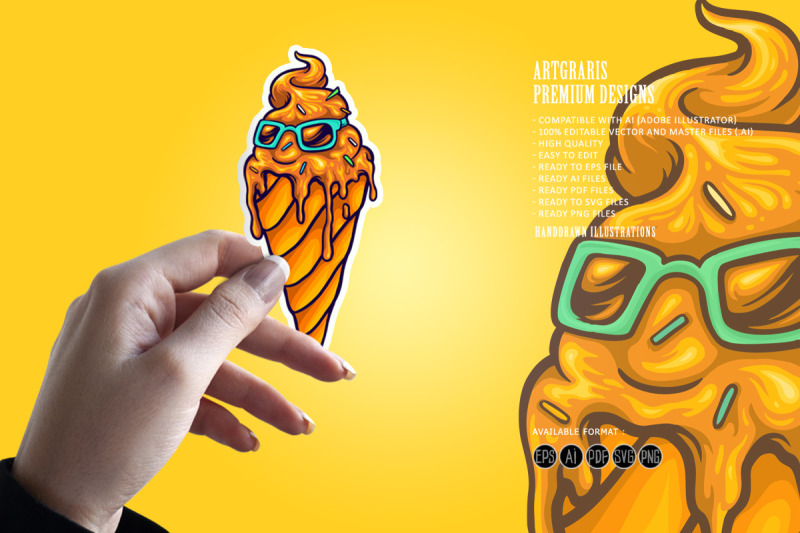 funky-ice-cream-melted-with-sunglasses-illustrations