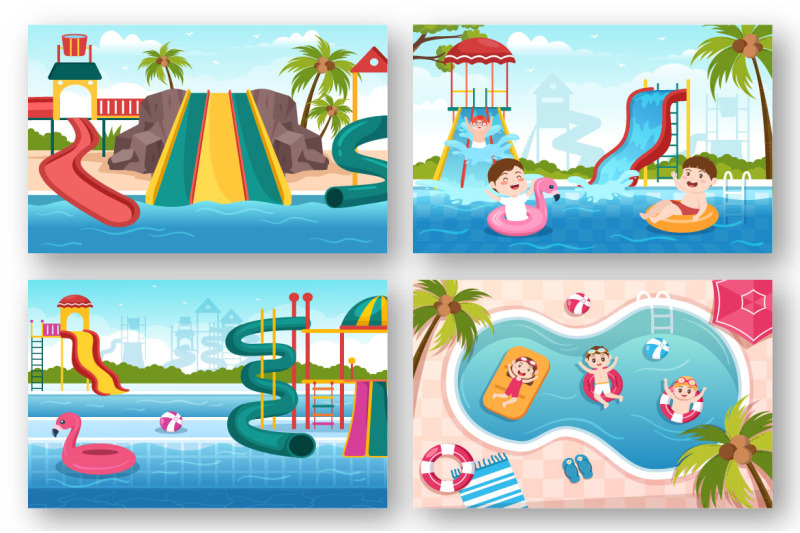 15-water-park-cartoon-illustration