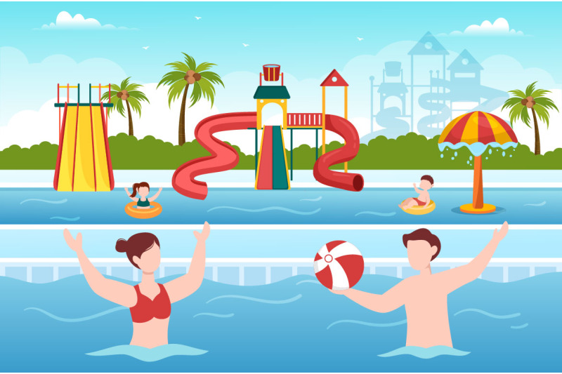 15-water-park-cartoon-illustration