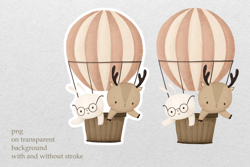 bunny-and-deer-on-striped-hot-air-balloon