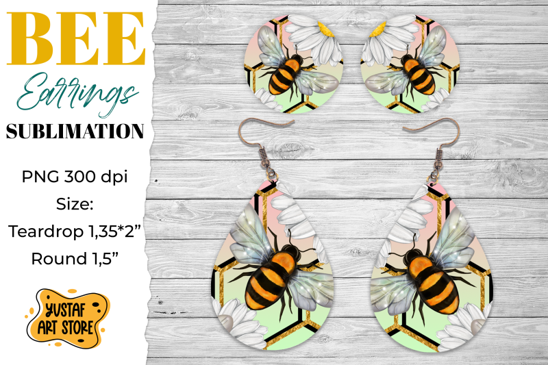 bee-earrings-sublimation-bundle-teardrop-and-round-8-design