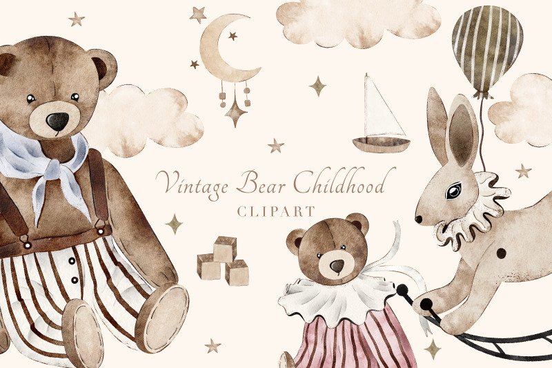 vintage-watercolor-bear-clipart-set-nursery-art