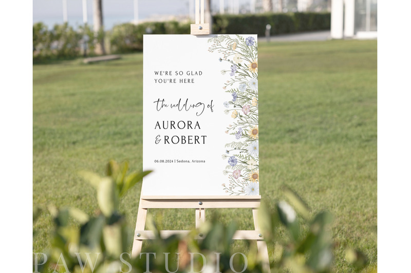 wildflower-wedding-welcome-sign-canva-portrait-boho-floral-garden-wedd